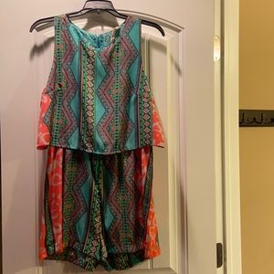 LoveMarks Aztec Border Print Multi Colored Romper